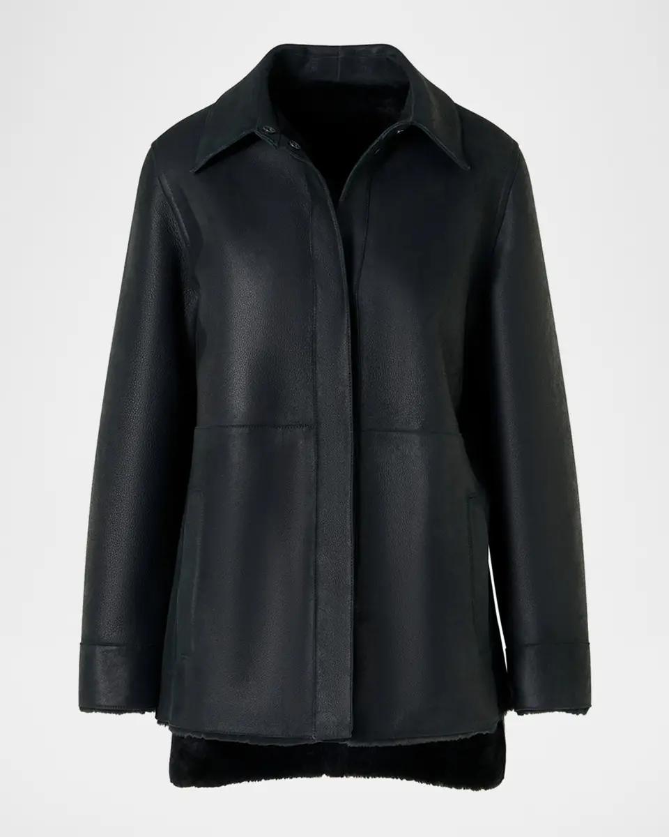Akris Harper Reversible Lamb Shearling Single-Breasted Jacket | Thumbnail 7 Akris Harper Reversible Lamb Shearling Single-Breasted Jacket | Thumbnail 7