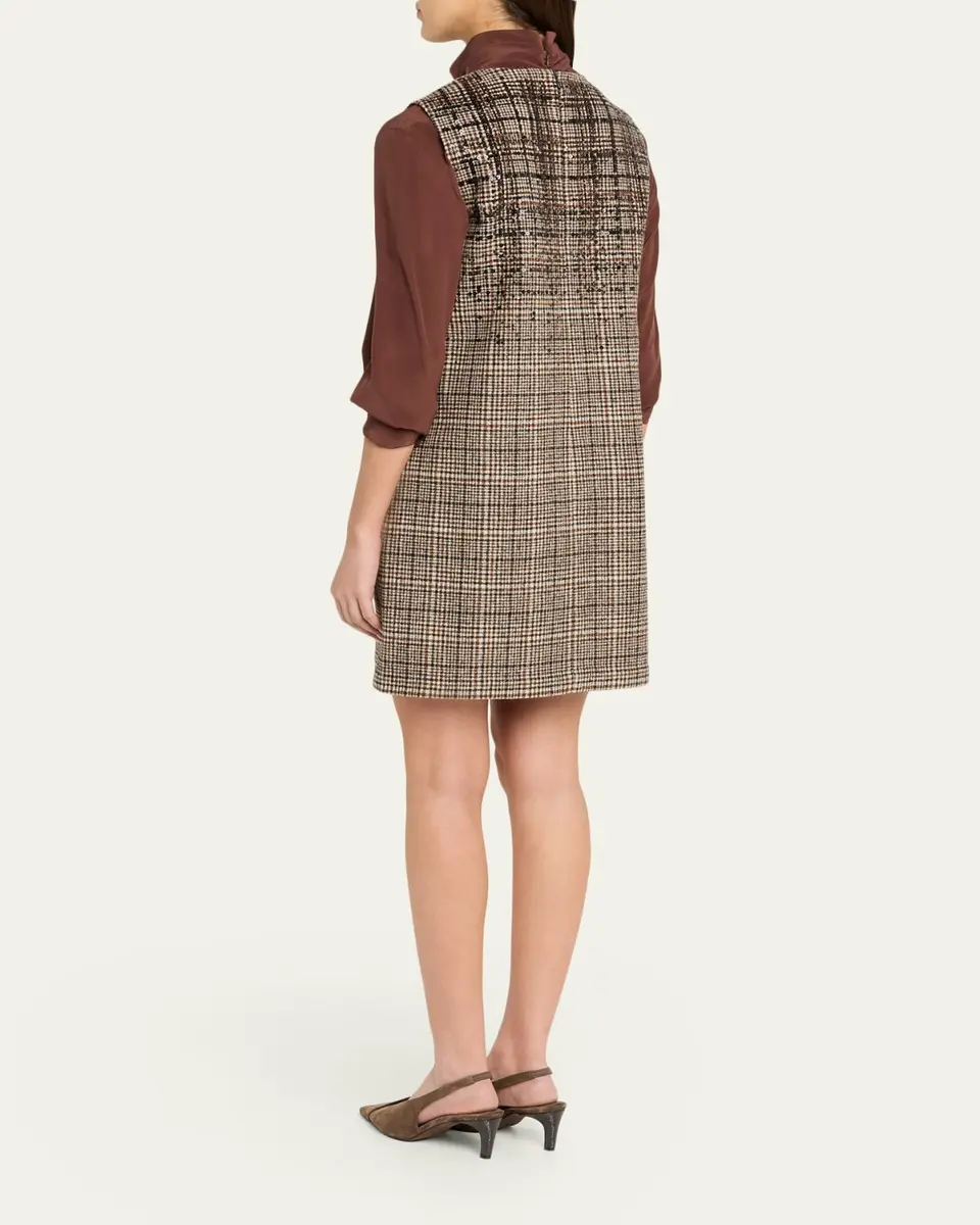 Brunello Cucinelli Sequined Plaid Jacquard Sleeveless Dress | Thumbnail 3 Brunello Cucinelli Sequined Plaid Jacquard Sleeveless Dress | Thumbnail 3