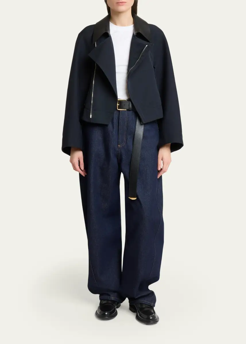 Givenchy Leather-Collar A-Line Cocoon Coat | Thumbnail 2 Givenchy Leather-Collar A-Line Cocoon Coat | Thumbnail 2