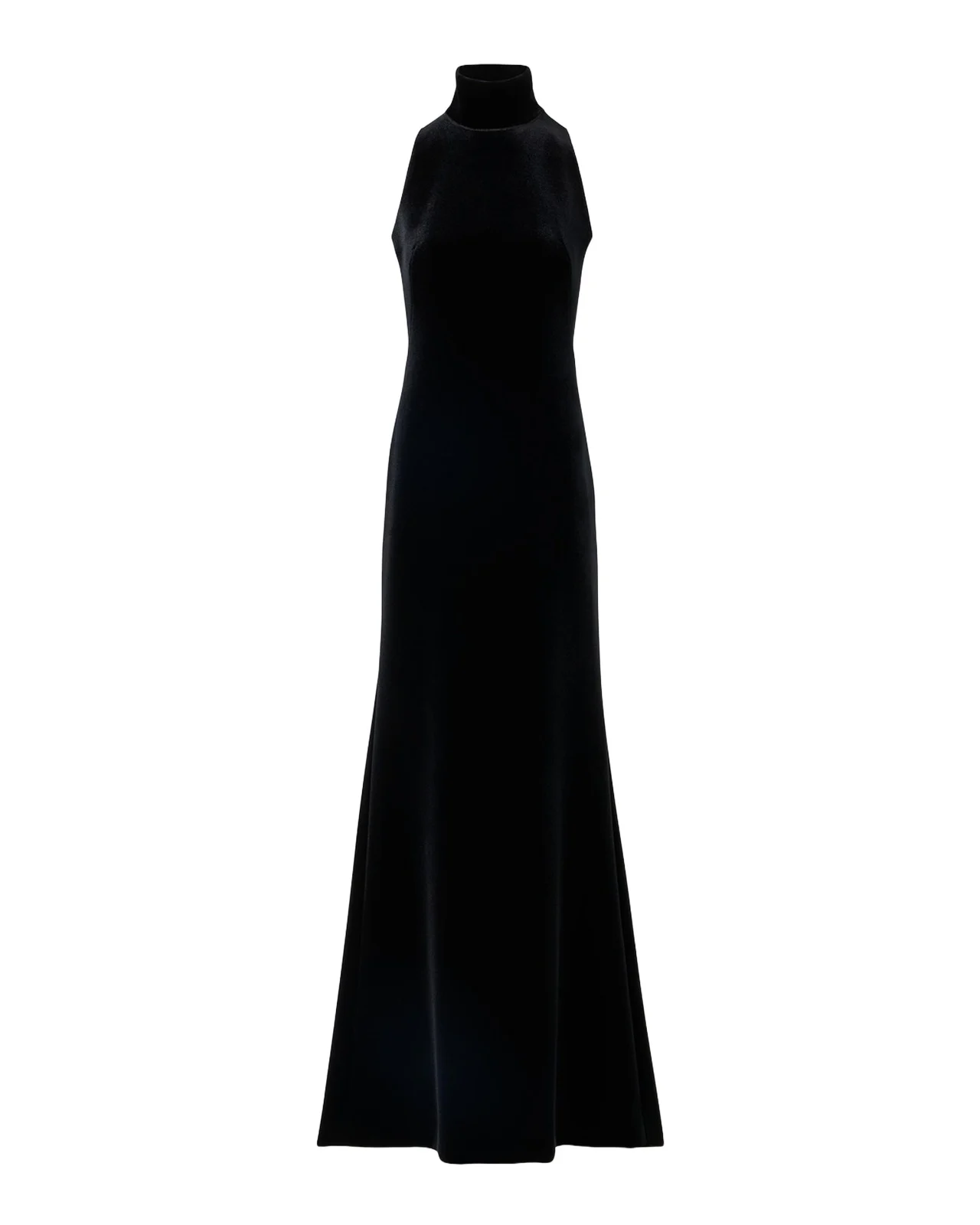 Mock-Neck Fringe Knot Sleeveless Velvet Trumpet Gown Mock-Neck Fringe Knot Sleeveless Velvet Trumpet Gown