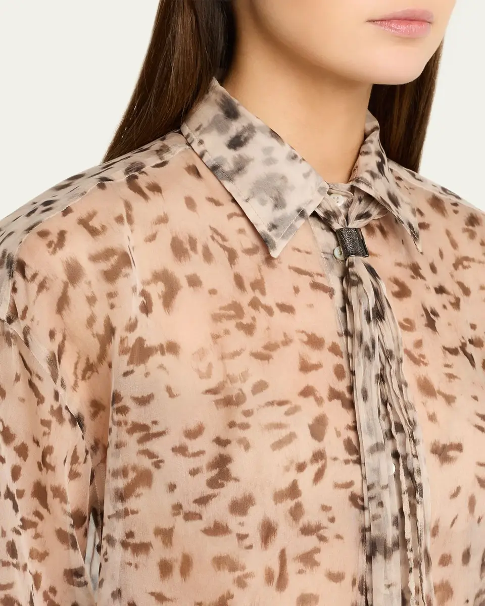 Brunello Cucinelli Printed Silk Chiffon Shirt | Thumbnail 5 Brunello Cucinelli Printed Silk Chiffon Shirt | Thumbnail 5