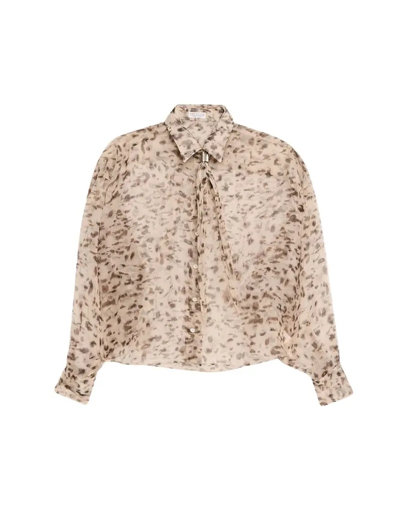 Brunello Cucinelli Printed Silk Chiffon Shirt | Image 1 Brunello Cucinelli Printed Silk Chiffon Shirt | Image 1