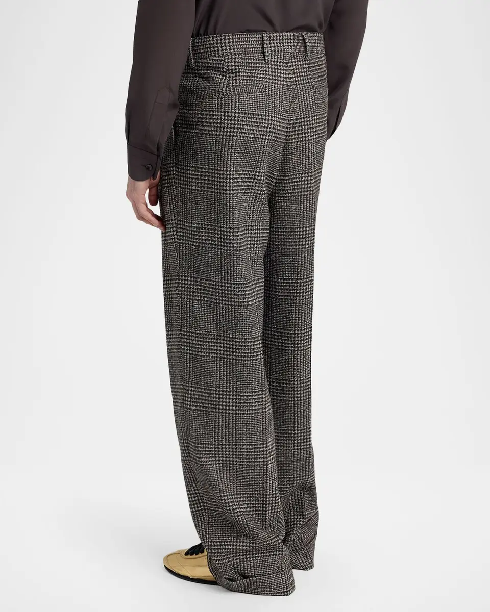 Dolce & Gabbana Men's Wool and Cotton Glen Plaid Wide-Leg Pleated Pants | Thumbnail 3 Dolce & Gabbana Men's Wool and Cotton Glen Plaid Wide-Leg Pleated Pants | Thumbnail 3
