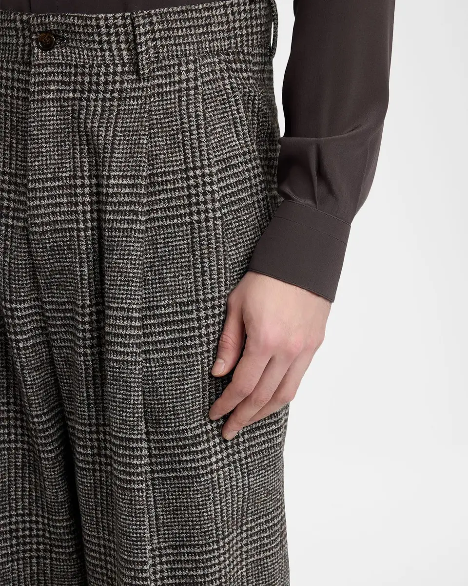 Dolce & Gabbana Men's Wool and Cotton Glen Plaid Wide-Leg Pleated Pants | Thumbnail 5 Dolce & Gabbana Men's Wool and Cotton Glen Plaid Wide-Leg Pleated Pants | Thumbnail 5
