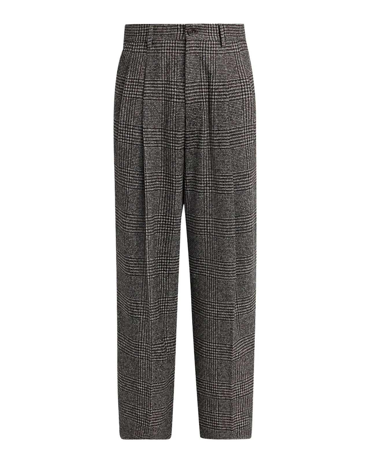 Men's Wool and Cotton Glen Plaid Wide-Leg Pleated Pants Men's Wool and Cotton Glen Plaid Wide-Leg Pleated Pants