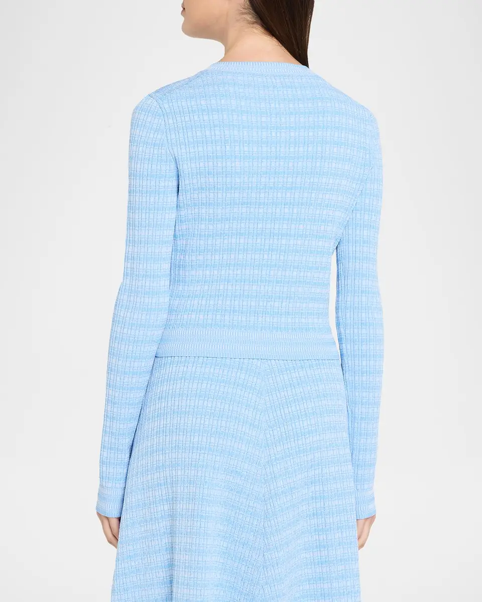 Prabal Gurung Striped Rib Knit Fitted Crewneck Cardigan | Thumbnail 3