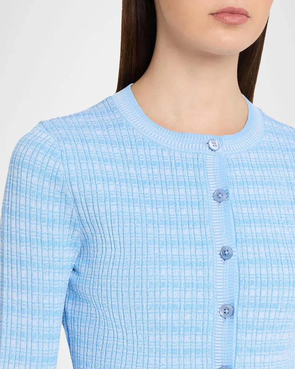 Prabal Gurung Striped Rib Knit Fitted Crewneck Cardigan | Thumbnail 5
