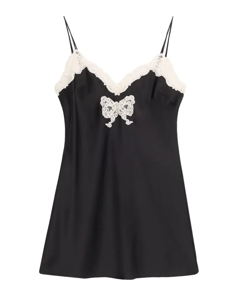 Maristella Lace-Trim Satin Mini Dress Maristella Lace-Trim Satin Mini Dress