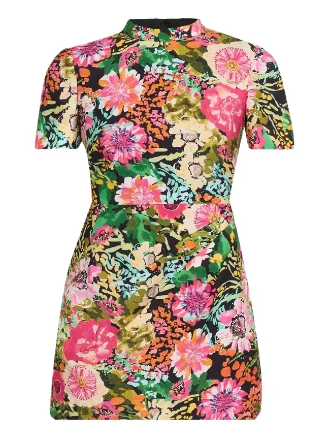 Draped Floral Mini Dress