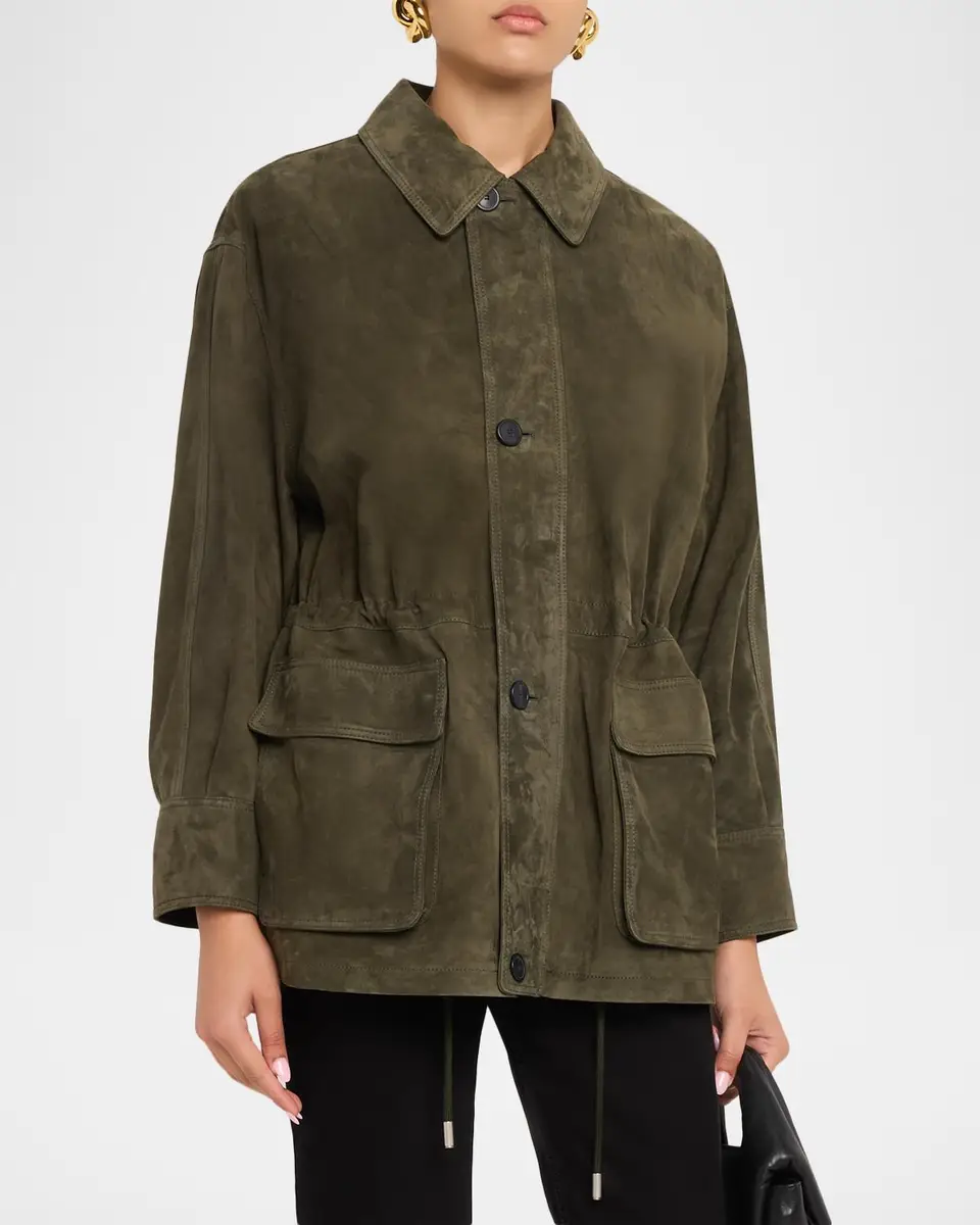 ARMA Maeve Drawstring Lambskin Suede Jacket | Thumbnail 4