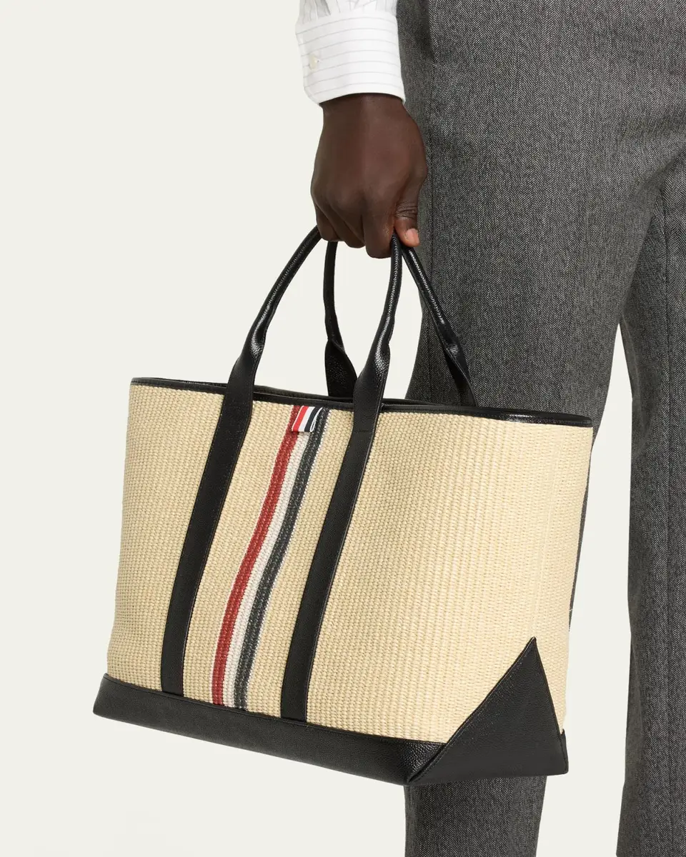 Thom Browne Men's Medium Tool Raffia Tote Bag | Thumbnail 2 Thom Browne Men's Medium Tool Raffia Tote Bag | Thumbnail 2