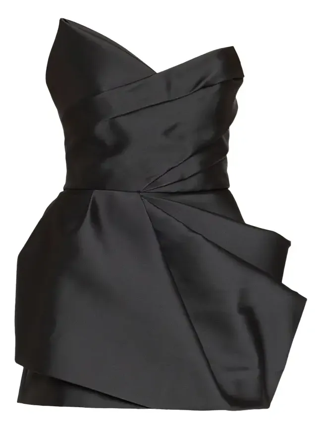 Strapless Pleated Mikado Silk Mini Dress Strapless Pleated Mikado Silk Mini Dress