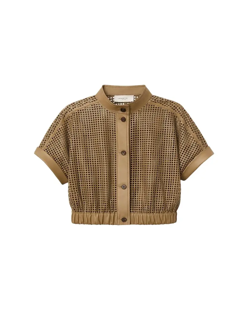 Lafayette 148 New York Laser Cutout Leather Jacket | Image 1 Lafayette 148 New York Laser Cutout Leather Jacket | Image 1