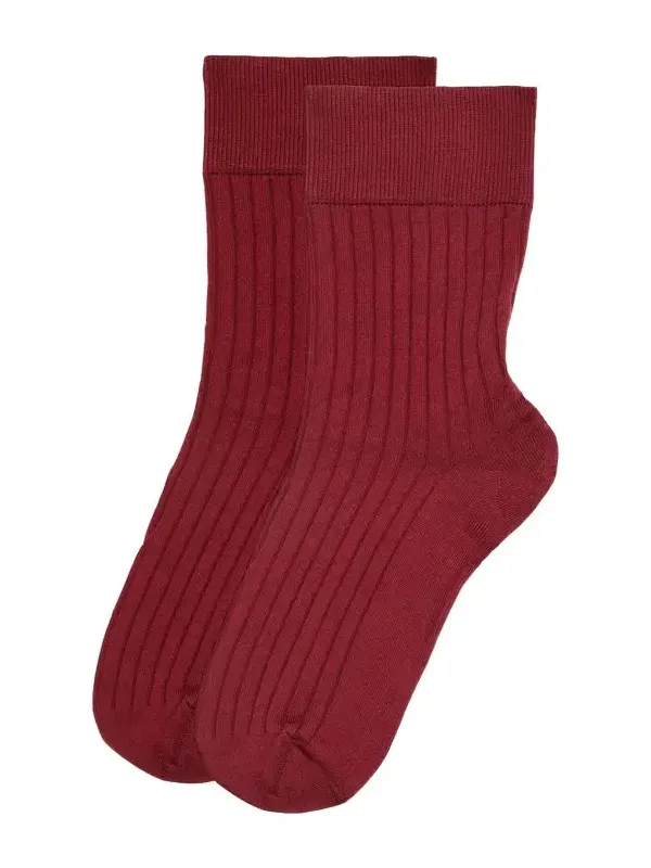 Wolford Luxury Cotton Rib Knit Socks