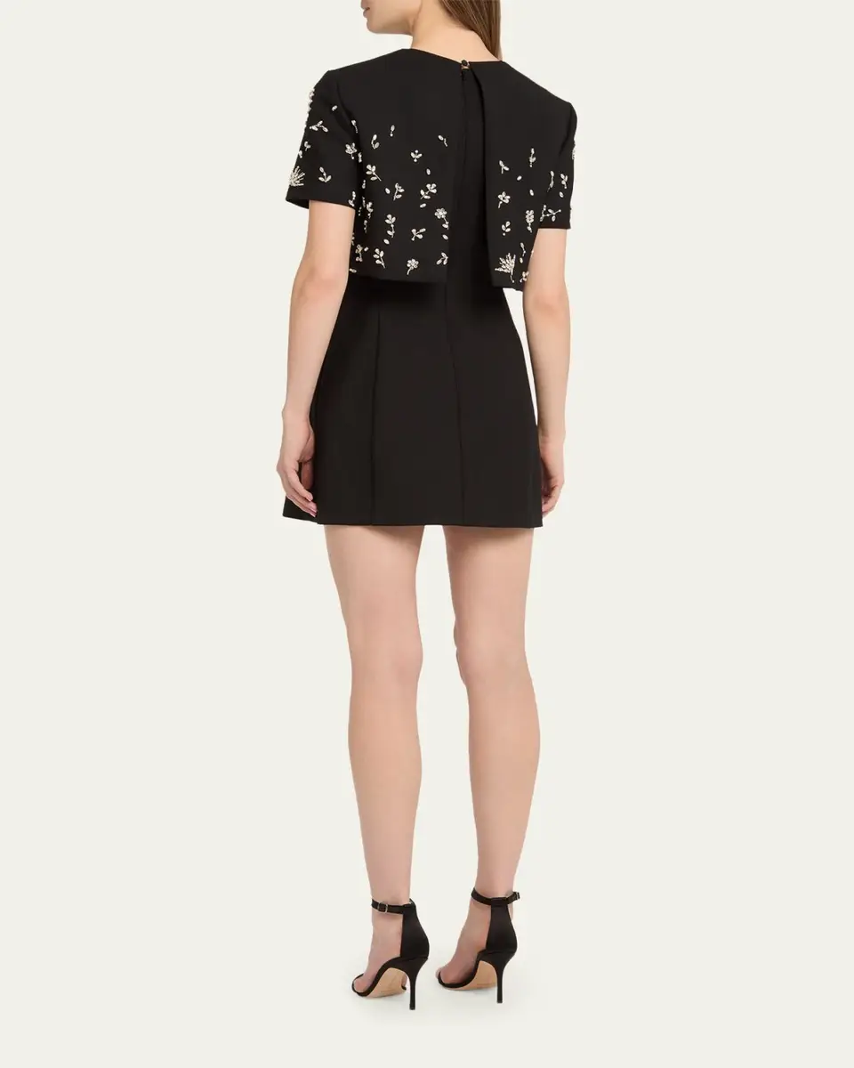 Oscar de la Renta Crystal Short-Sleeve Bolero Mini Dress | Thumbnail 3 Oscar de la Renta Crystal Short-Sleeve Bolero Mini Dress | Thumbnail 3