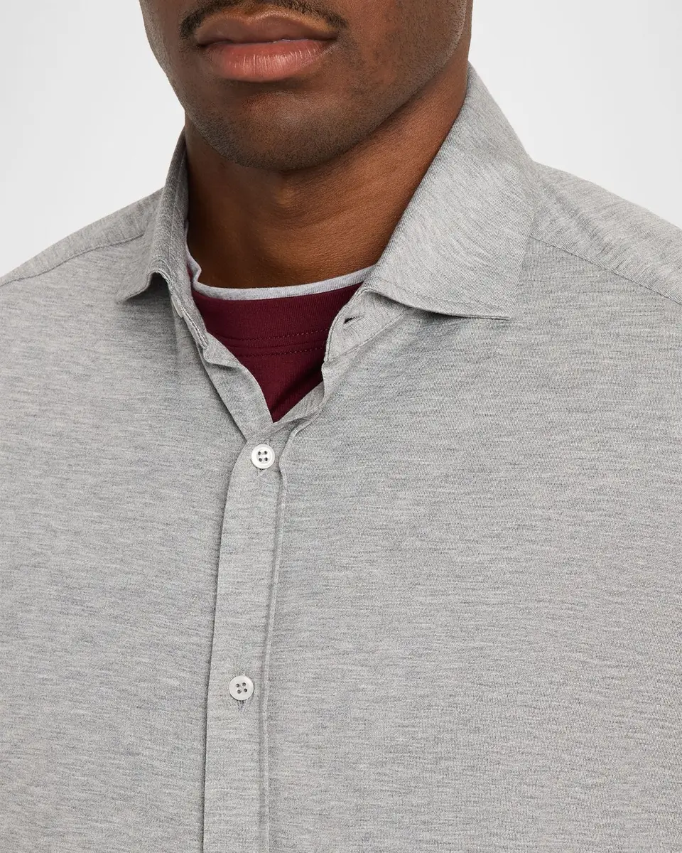 Brunello Cucinelli Men's Silk and Cotton Jersey Long-Sleeve Polo Shirt | Thumbnail 5