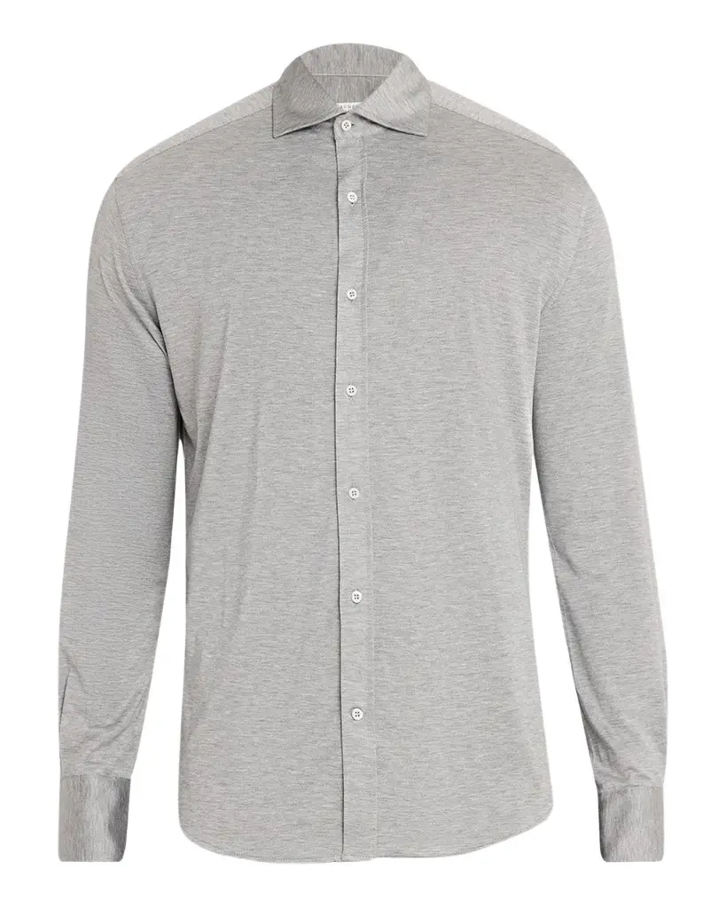 Men's Silk and Cotton Jersey Long-Sleeve Polo Shirt Men's Silk and Cotton Jersey Long-Sleeve Polo Shirt