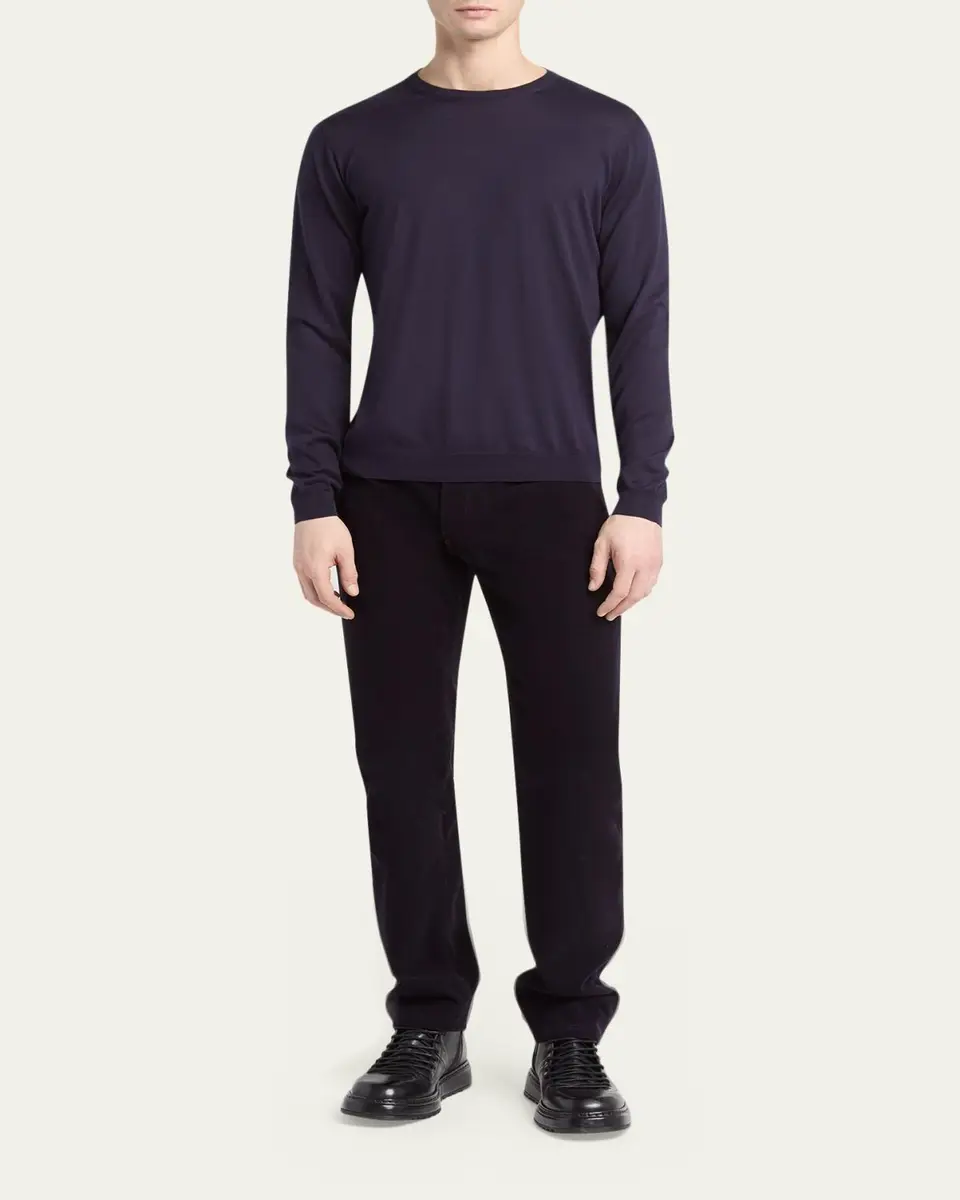 Giorgio Armani Men's Silk and Cotton Crewneck Sweater | Thumbnail 2 Giorgio Armani Men's Silk and Cotton Crewneck Sweater | Thumbnail 2