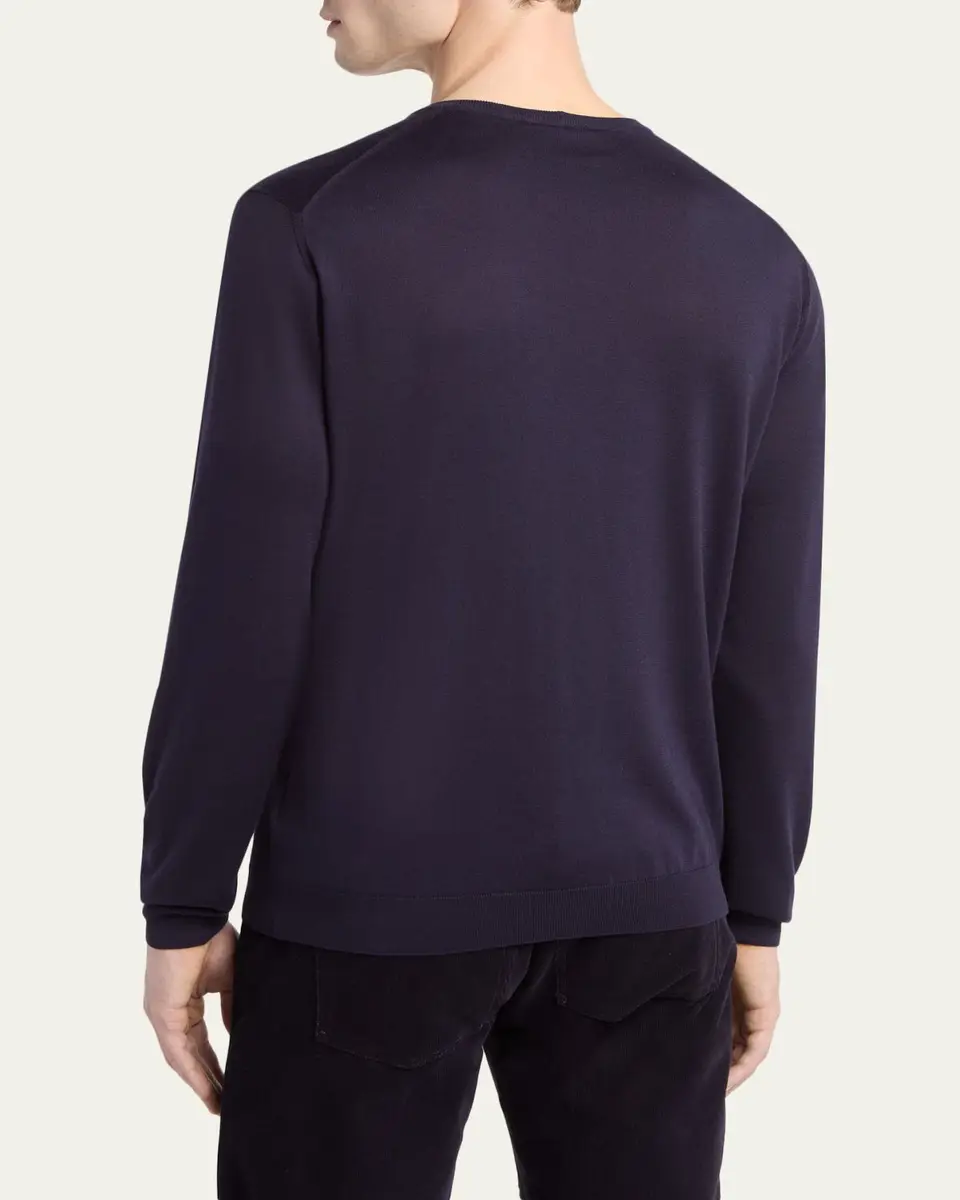 Giorgio Armani Men's Silk and Cotton Crewneck Sweater | Thumbnail 3 Giorgio Armani Men's Silk and Cotton Crewneck Sweater | Thumbnail 3