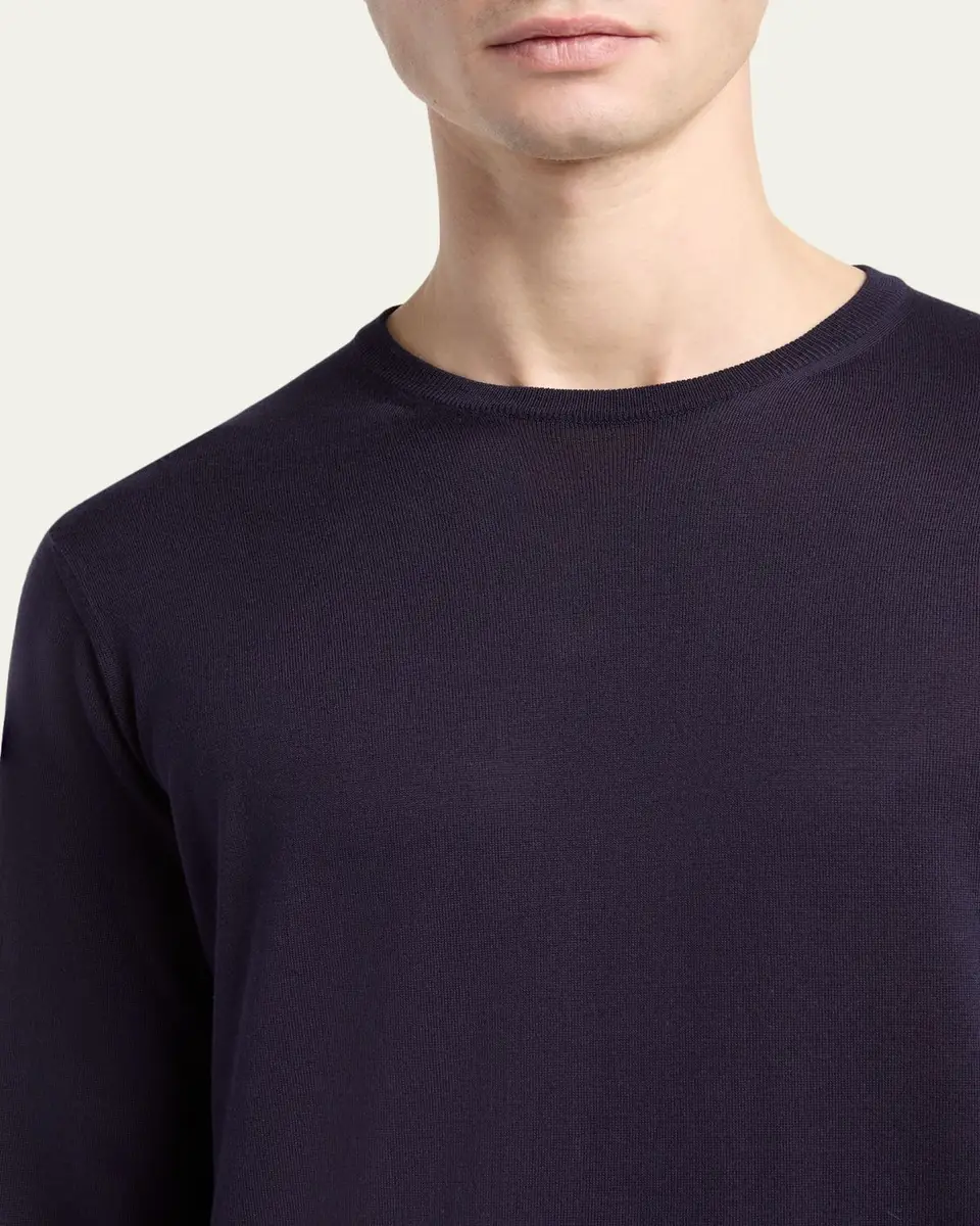 Giorgio Armani Men's Silk and Cotton Crewneck Sweater | Thumbnail 5 Giorgio Armani Men's Silk and Cotton Crewneck Sweater | Thumbnail 5
