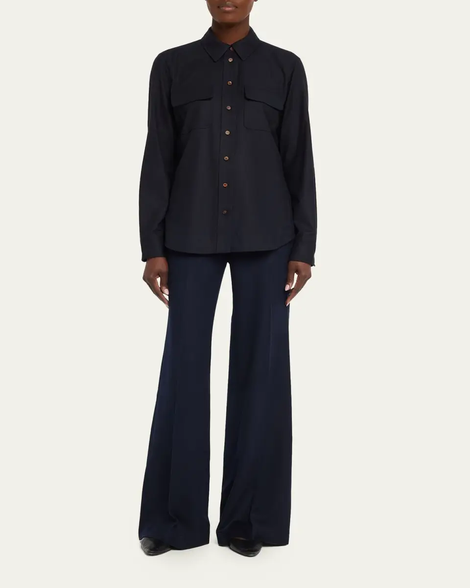 Lafayette 148 New York Brushed Wool Button-Front Shirt | Thumbnail 2 Lafayette 148 New York Brushed Wool Button-Front Shirt | Thumbnail 2