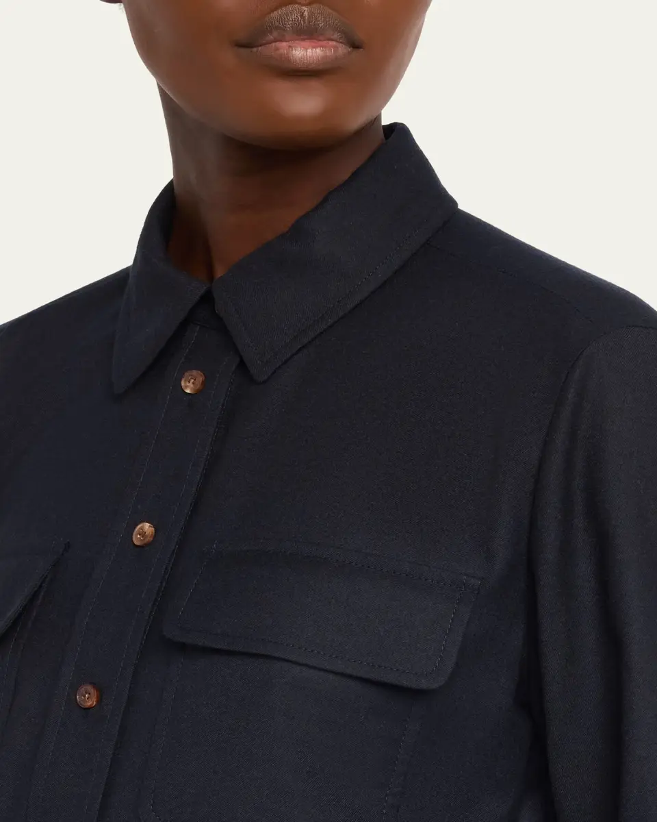 Lafayette 148 New York Brushed Wool Button-Front Shirt | Thumbnail 5 Lafayette 148 New York Brushed Wool Button-Front Shirt | Thumbnail 5