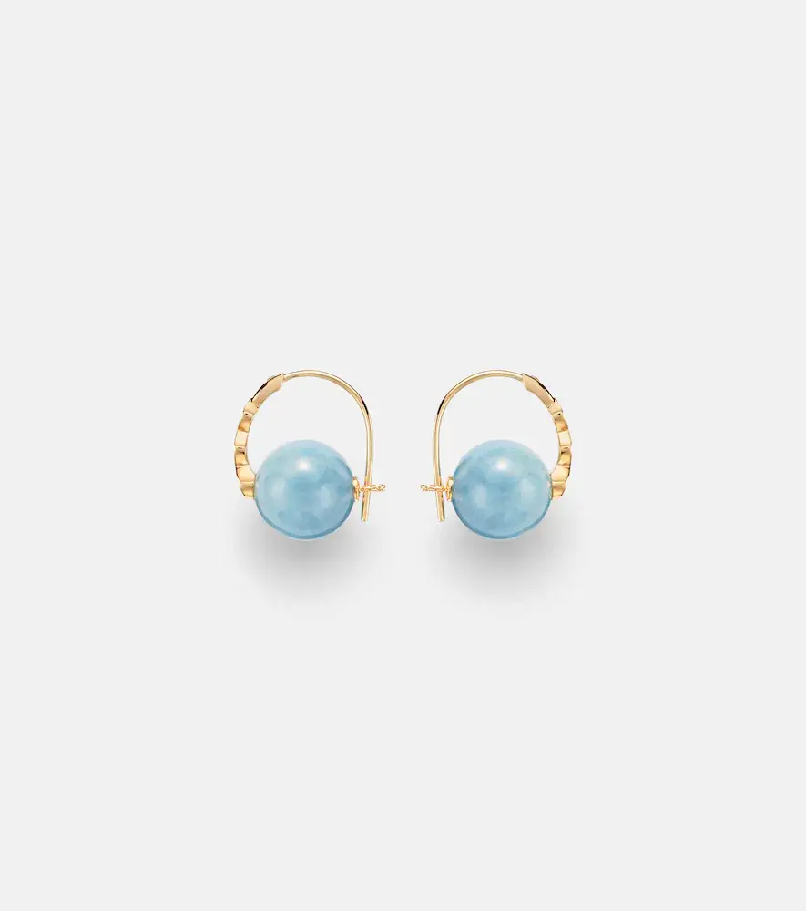 Sydney Evan 14kt gold earrings with diamonds and aquamarines | Thumbnail 2 Sydney Evan 14kt gold earrings with diamonds and aquamarines | Thumbnail 2