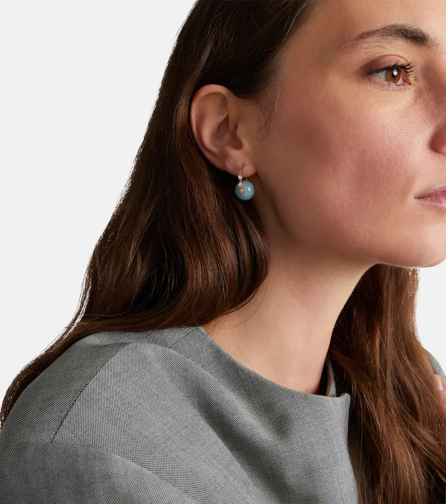 Sydney Evan 14kt gold earrings with diamonds and aquamarines | Thumbnail 5 Sydney Evan 14kt gold earrings with diamonds and aquamarines | Thumbnail 5