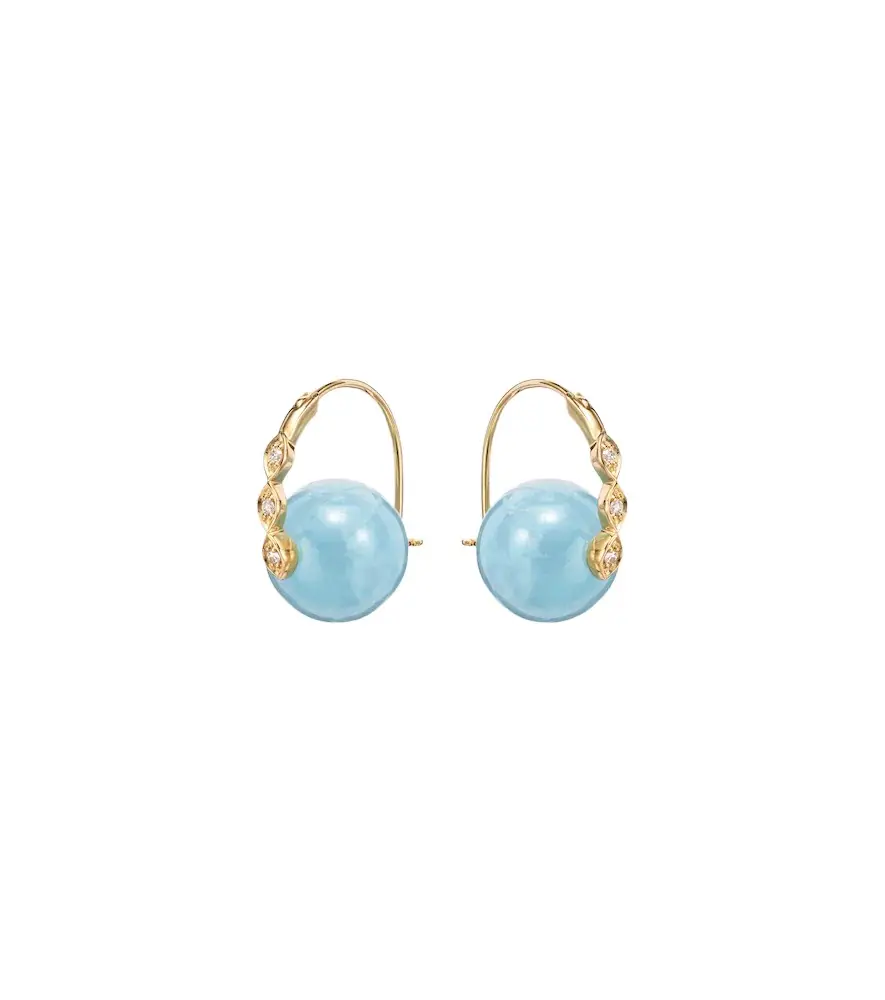 Sydney Evan 14kt gold earrings with diamonds and aquamarines | Image 1 Sydney Evan 14kt gold earrings with diamonds and aquamarines | Image 1