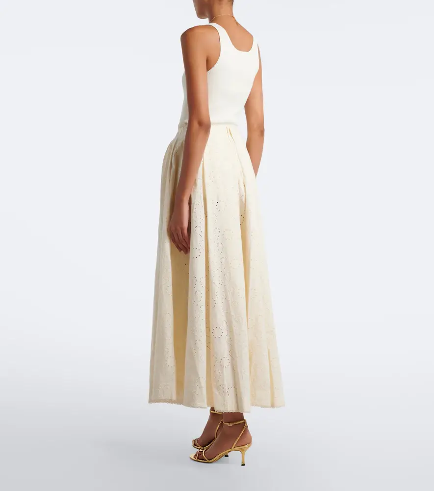Agua by Agua Bendita Delta broderie anglaise cotton maxi skirt | Thumbnail 3