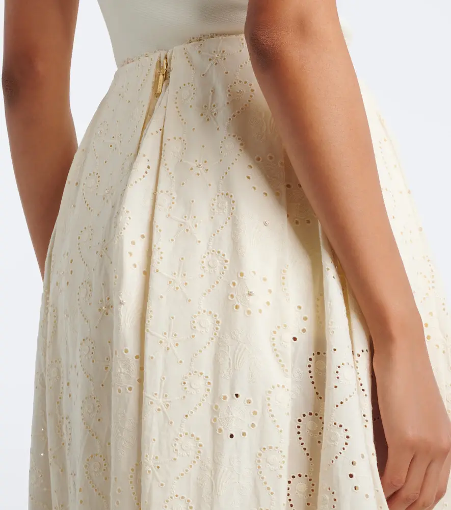 Agua by Agua Bendita Delta broderie anglaise cotton maxi skirt | Thumbnail 4