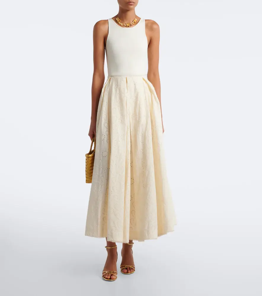 Agua by Agua Bendita Delta broderie anglaise cotton maxi skirt | Thumbnail 5