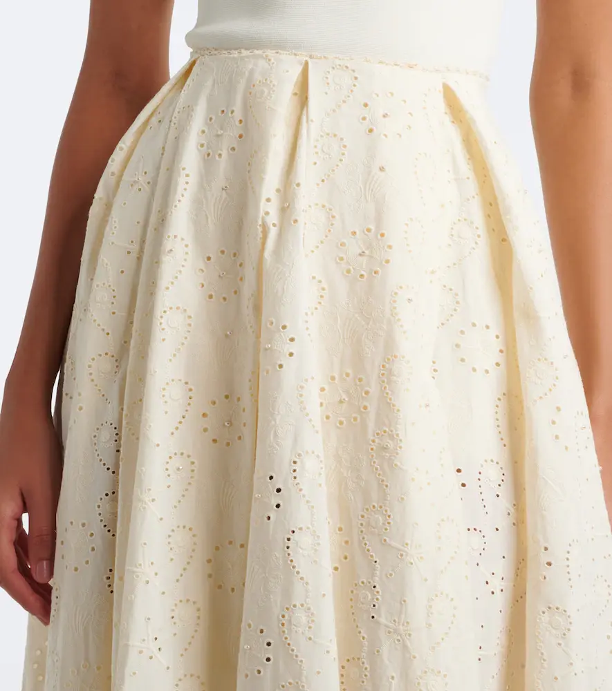 Agua by Agua Bendita Delta broderie anglaise cotton maxi skirt | Thumbnail 6