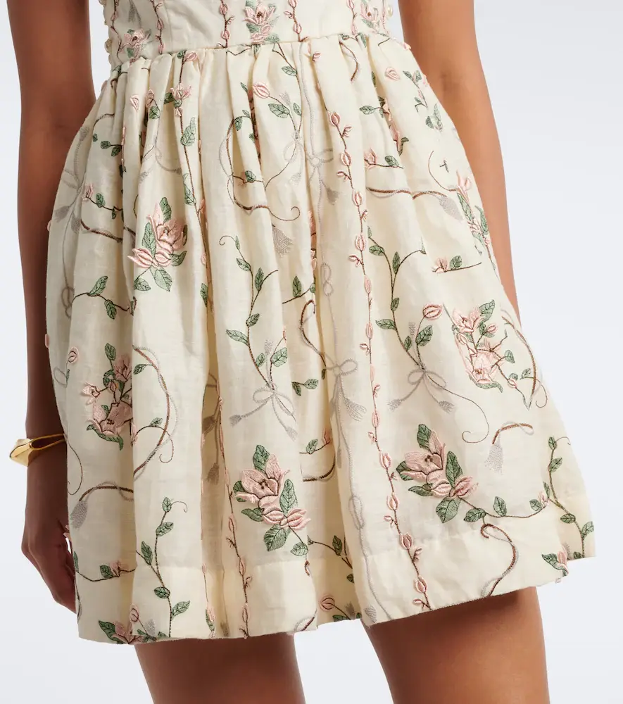 Agua by Agua Bendita Mielero embroidered floral linen minidress | Thumbnail 2