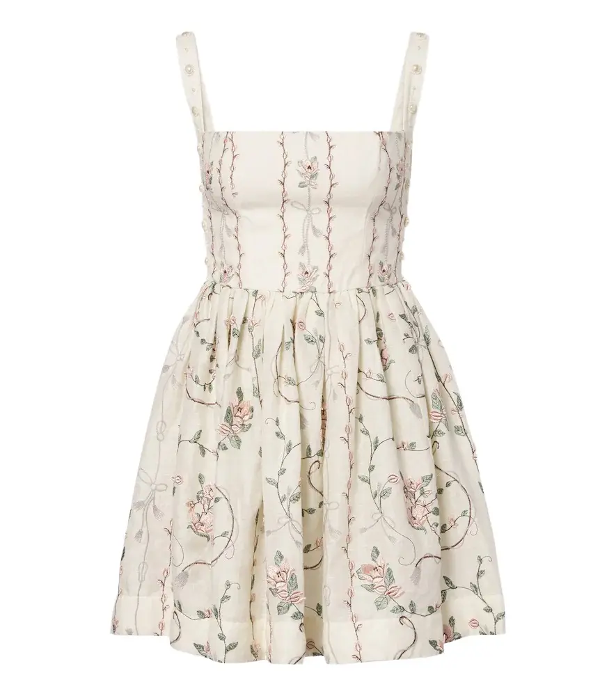 Agua by Agua Bendita Mielero embroidered floral linen minidress | Image 1 Agua by Agua Bendita Mielero embroidered floral linen minidress | Image 1