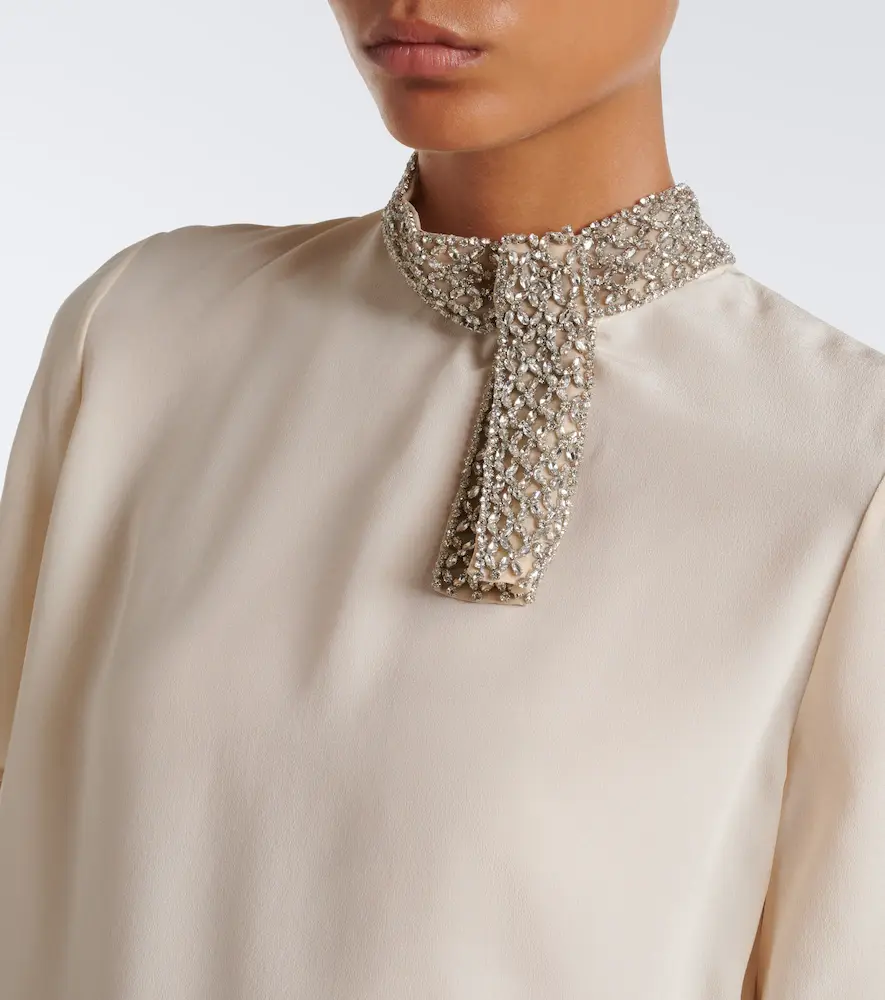Valentino Garavani Embellished silk crêpe de chine top | Thumbnail 3 Valentino Garavani Embellished silk crêpe de chine top | Thumbnail 3