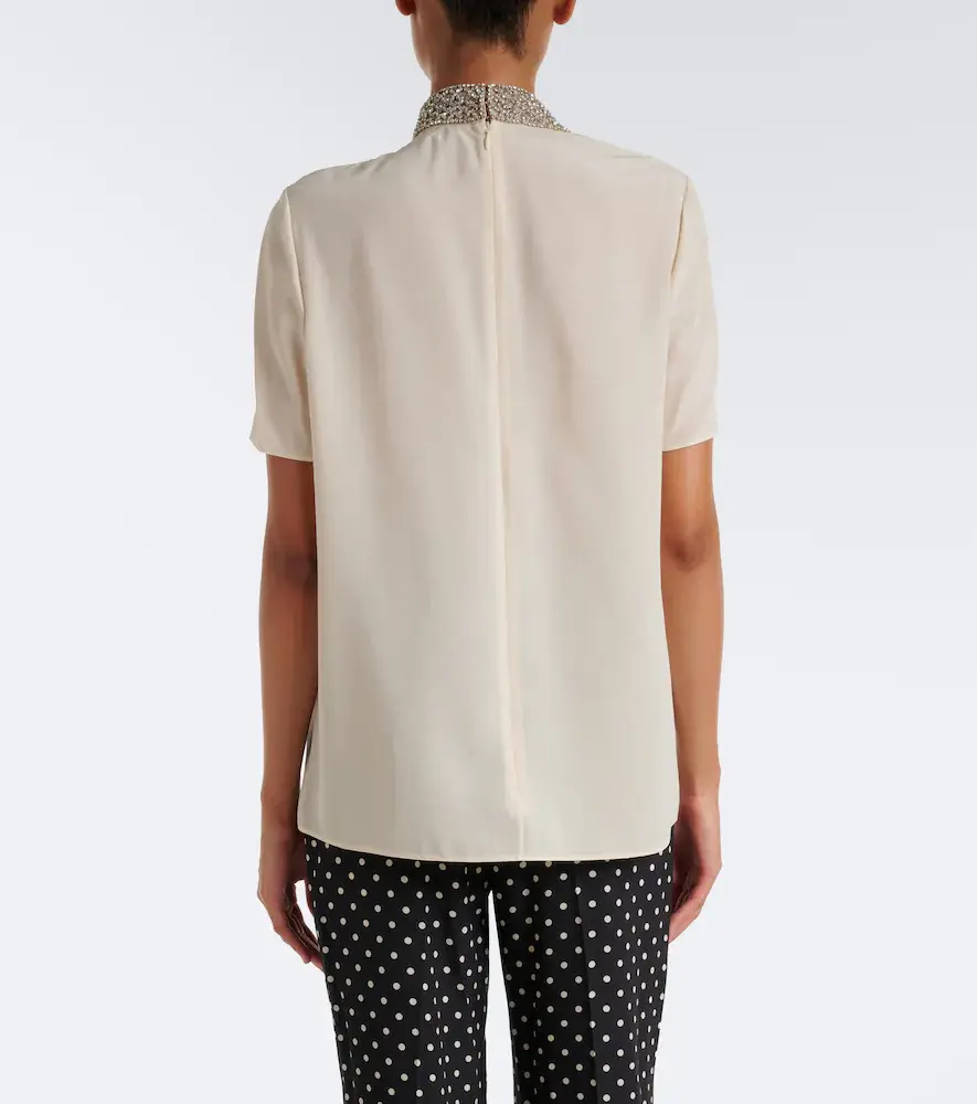 Valentino Garavani Embellished silk crêpe de chine top | Thumbnail 5 Valentino Garavani Embellished silk crêpe de chine top | Thumbnail 5