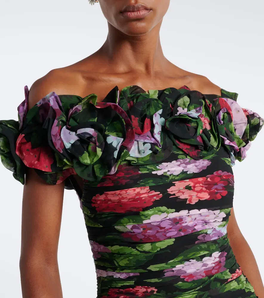 Carolina Herrera Floral-appliqué floral draped silk gown | Thumbnail 4 Carolina Herrera Floral-appliqué floral draped silk gown | Thumbnail 4