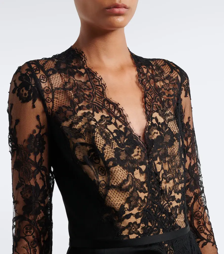 Elie Saab Lace-trimmed cotton and silk-blend gown | Thumbnail 2