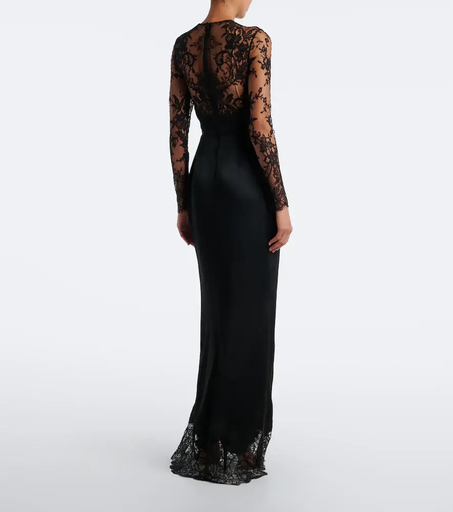 Elie Saab Lace-trimmed cotton and silk-blend gown | Thumbnail 5