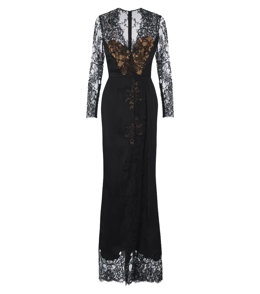 Elie Saab Lace-trimmed cotton and silk-blend gown | Image 1 Elie Saab Lace-trimmed cotton and silk-blend gown | Image 1