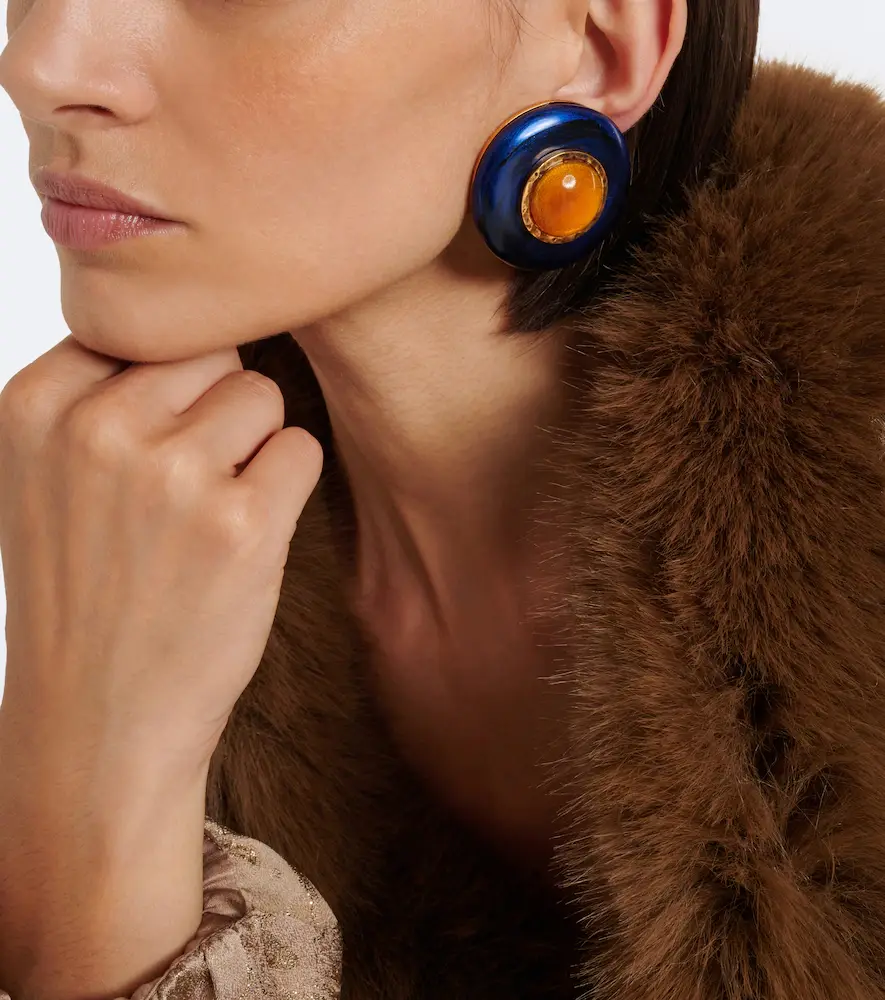 Saint Laurent Embellished clip-on earrings | Thumbnail 6 Saint Laurent Embellished clip-on earrings | Thumbnail 6