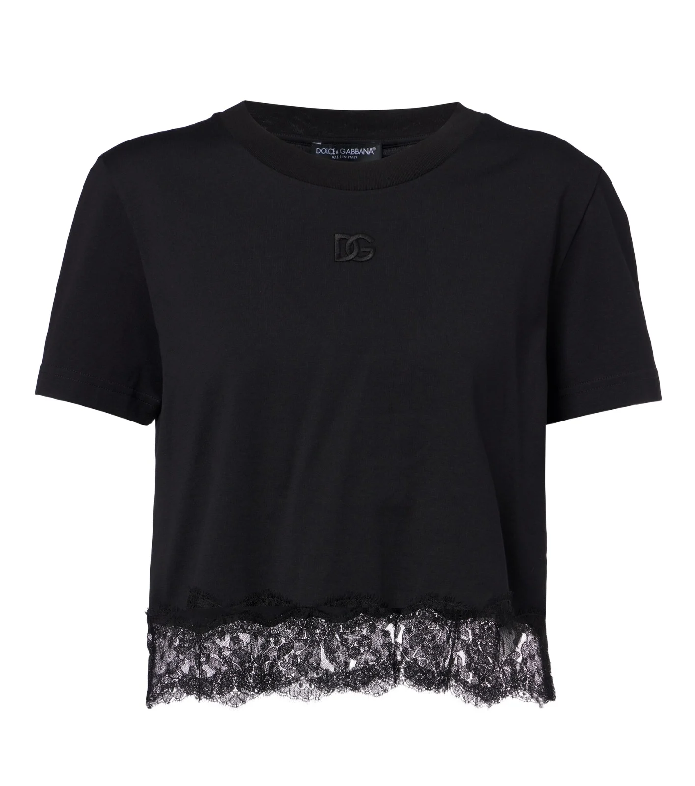 Dolce & Gabbana DG lace-trimmed cotton-blend T-shirt