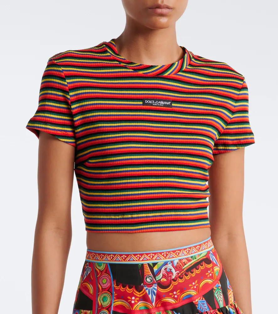 Dolce & Gabbana Cropped striped cotton T-shirt | Thumbnail 2 Dolce & Gabbana Cropped striped cotton T-shirt | Thumbnail 2