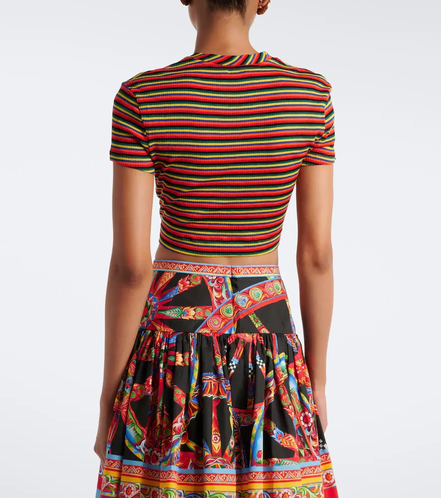 Dolce & Gabbana Cropped striped cotton T-shirt | Thumbnail 4 Dolce & Gabbana Cropped striped cotton T-shirt | Thumbnail 4