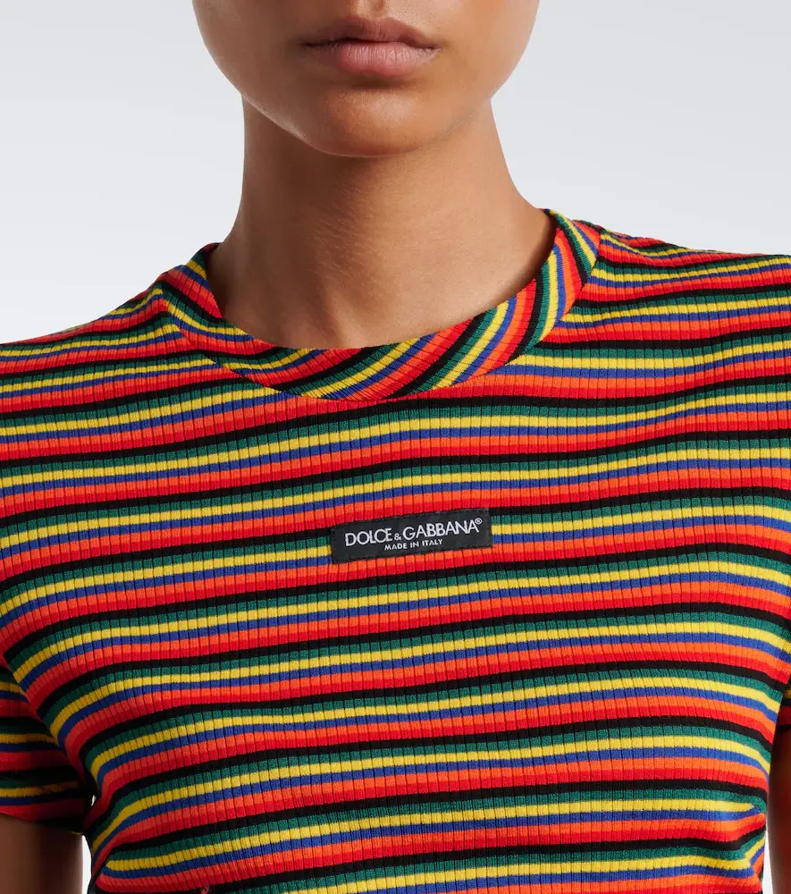Dolce & Gabbana Cropped striped cotton T-shirt | Thumbnail 5 Dolce & Gabbana Cropped striped cotton T-shirt | Thumbnail 5