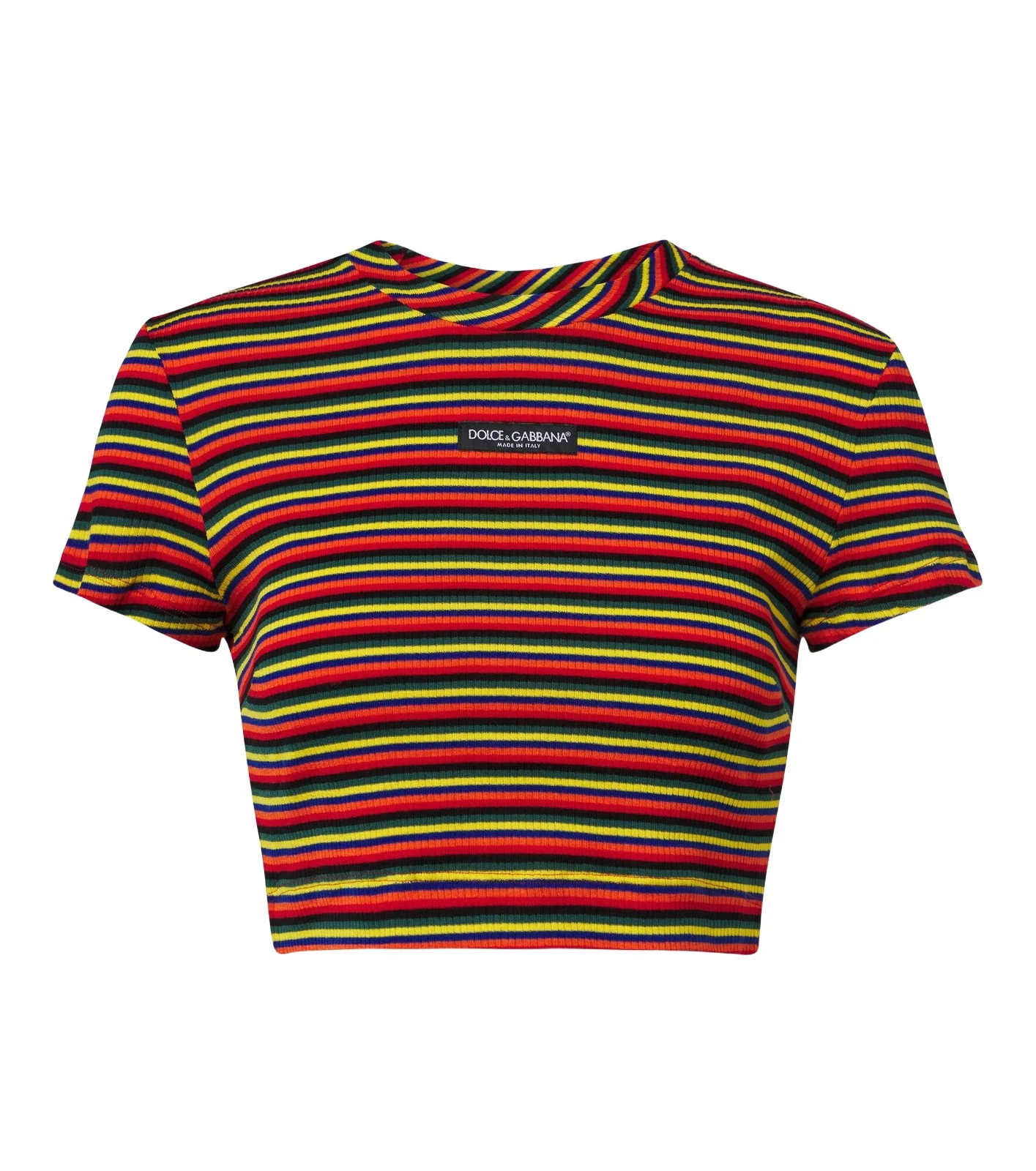 Dolce & Gabbana Cropped striped cotton T-shirt