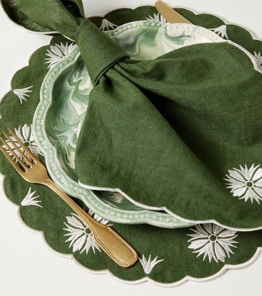 Cabana Olive set of 2 linen and cotton napkins | Thumbnail 2 Cabana Olive set of 2 linen and cotton napkins | Thumbnail 2