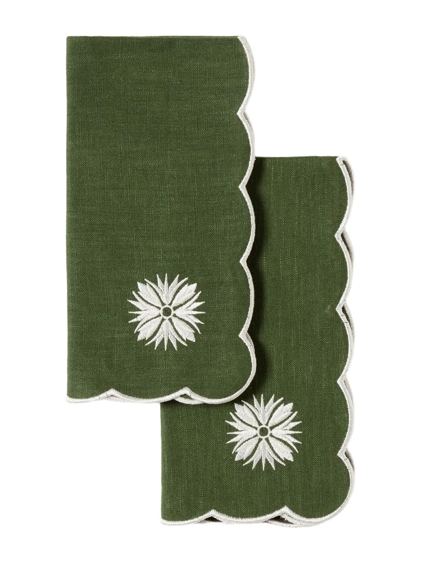 Cabana Olive set of 2 linen and cotton napkins