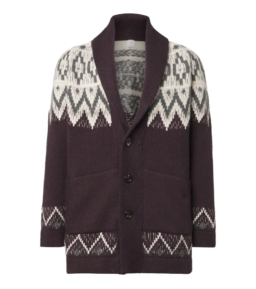 Chevron cashmere and silk intarsia cardigan Chevron cashmere and silk intarsia cardigan